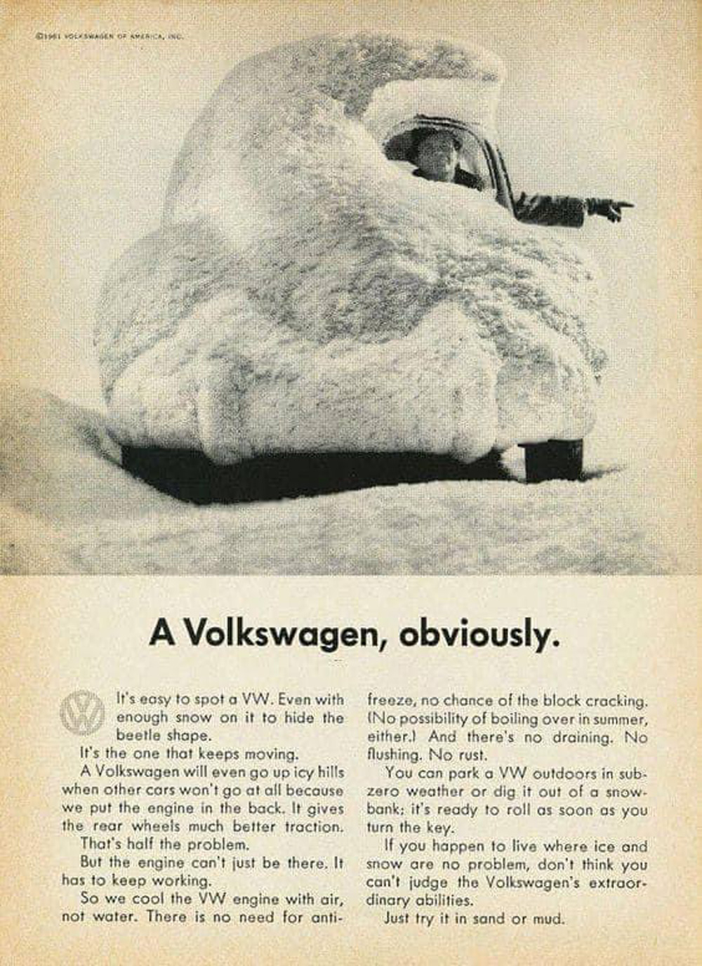 A Volkswagen, obviously - Vintage VW ad