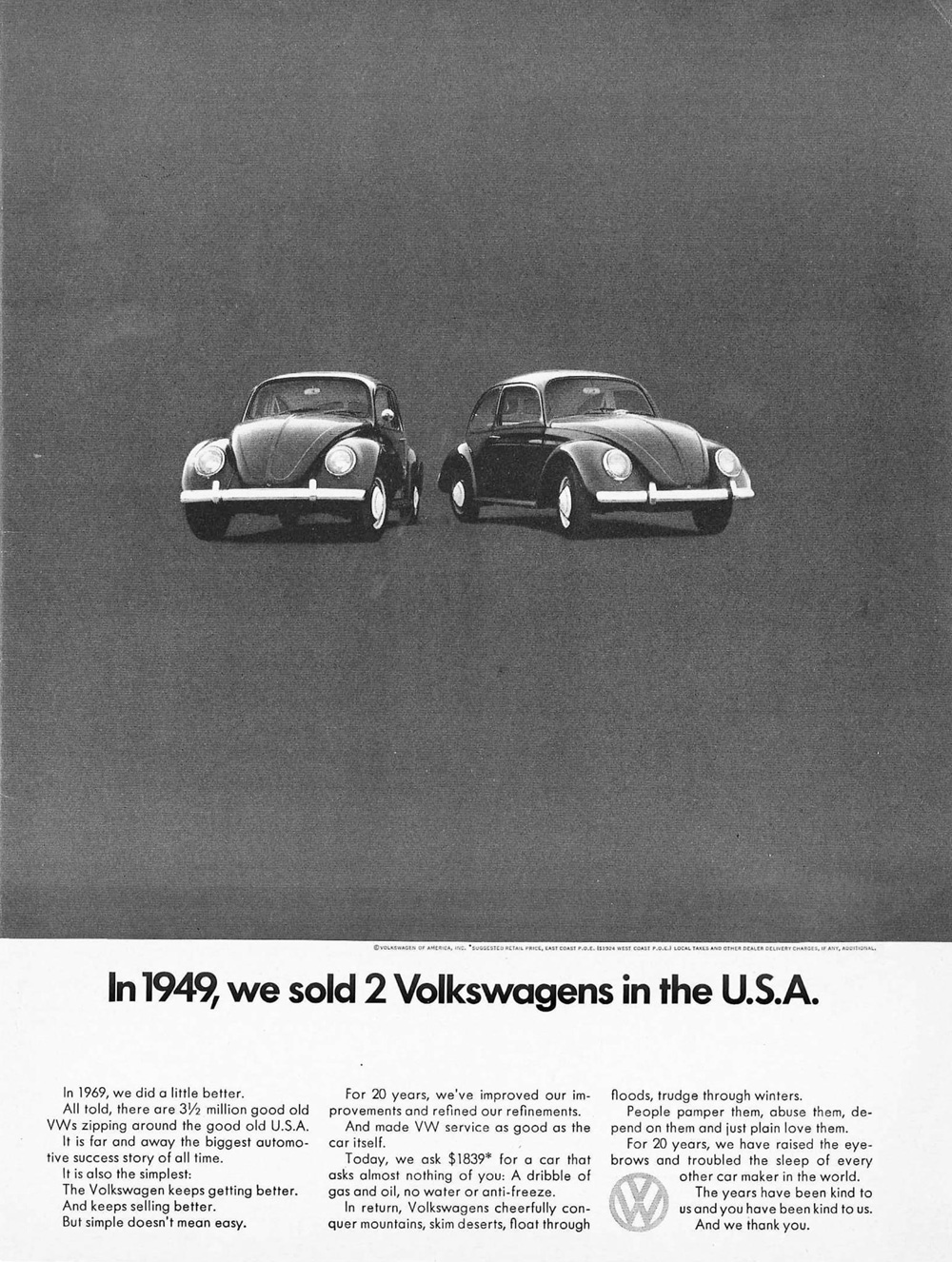 In 1949, we sold 2 Volkswagens in the USA - Vintage VW ad