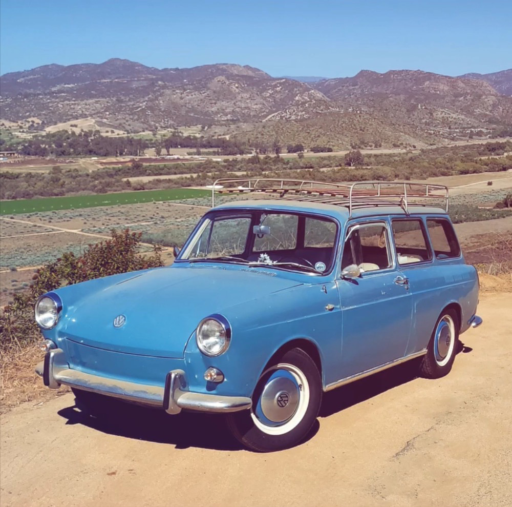 VW Squareback on hill in California