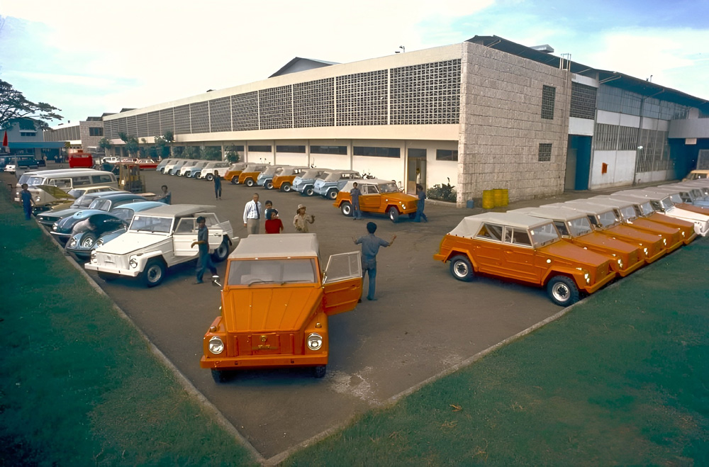Volkswagen and Mercedes made by P.T. German Motor Manufacturing, Wanaherang plant, around 60 km from Jakarta, Indonesia - 1976
