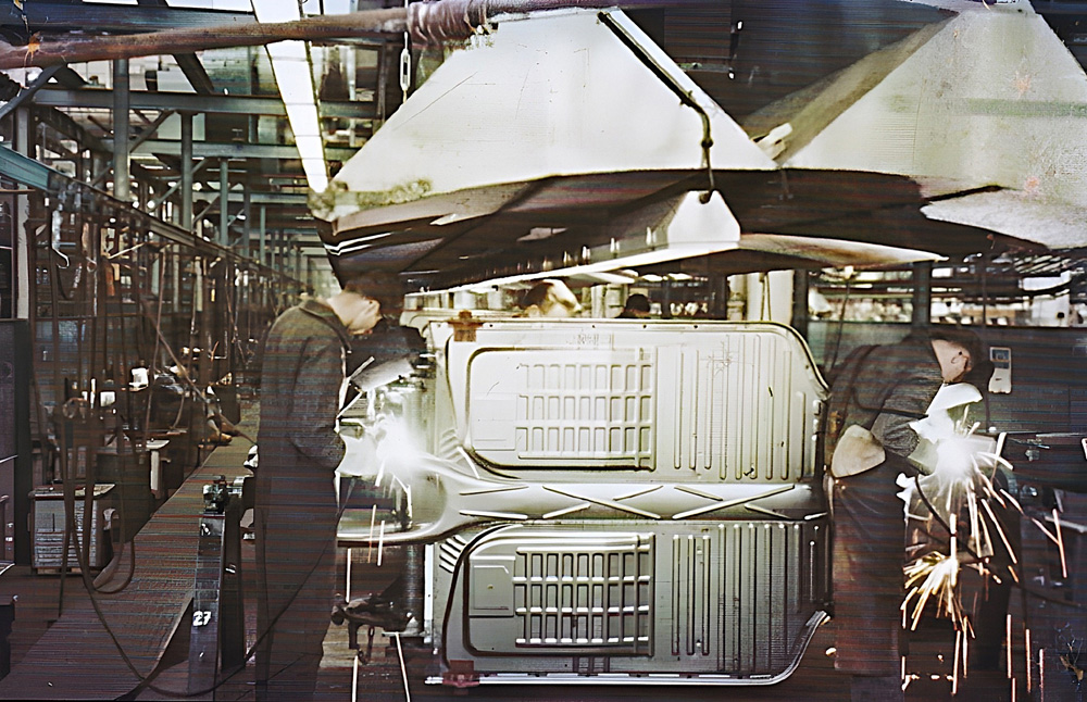 The Volkswagen factory in Wolfsburg produced widened floorpans for the Karmann Ghia (VW Type 14)